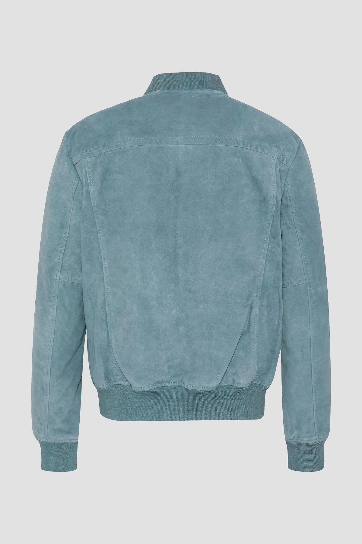 Sky blue suede teddy bear - Image n°2