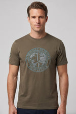 Khaki t-shirt with Patrouille de France illustration - Image n°1