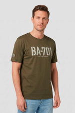 khaki army-style T-shirt - Image n°1