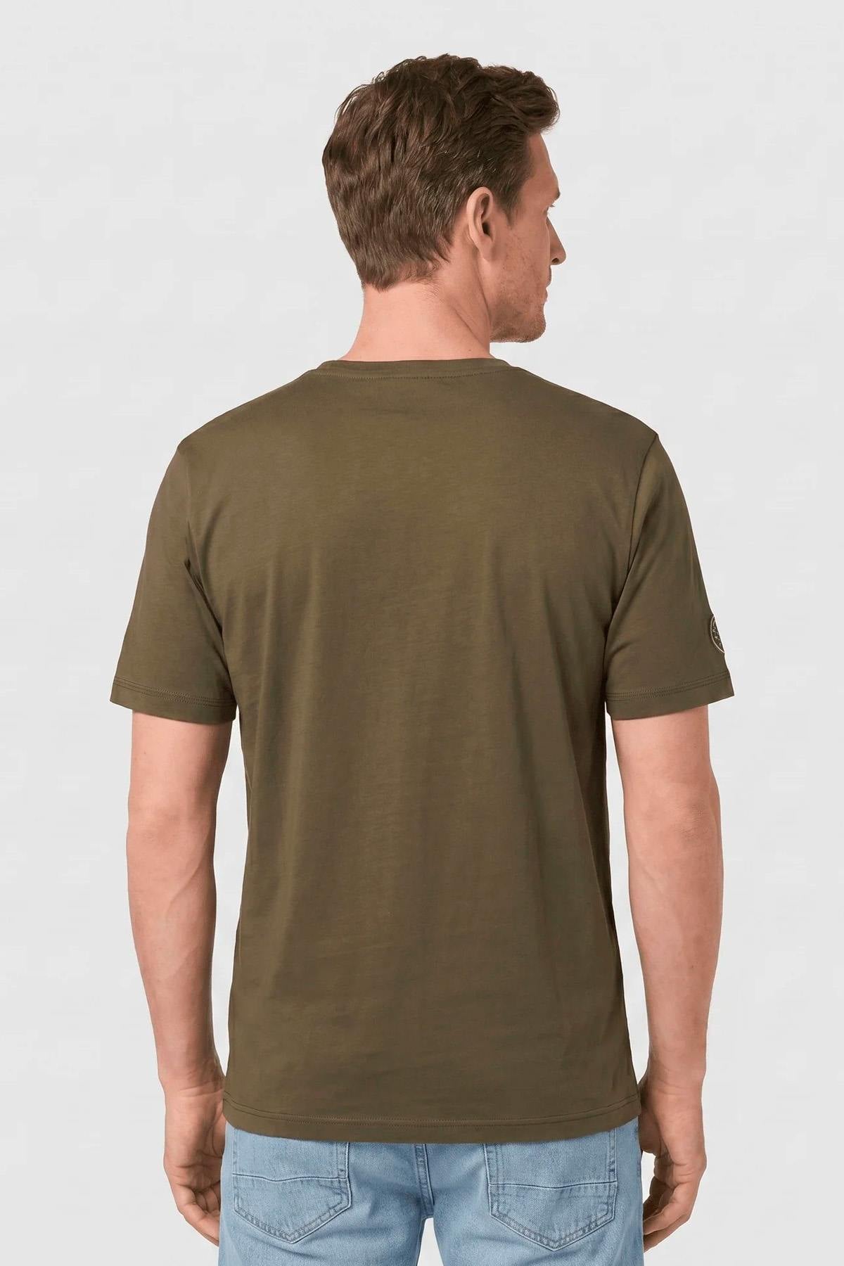 khaki army-style T-shirt - Image n°2