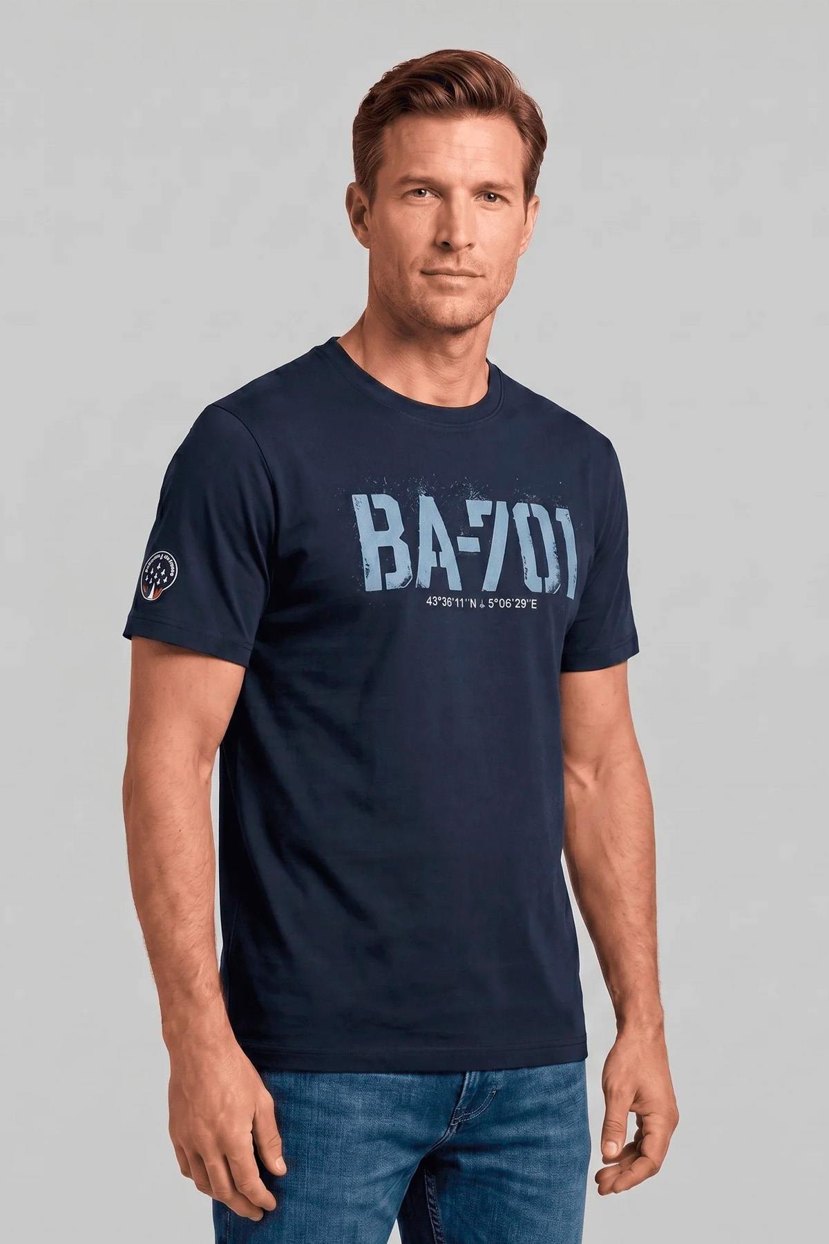 Navy blue army style t-shirt - Image n°1