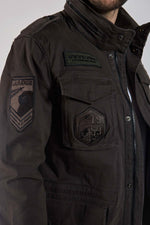 Khaki army-style multi-pocket jacket with stand-up collar - Image n°4
