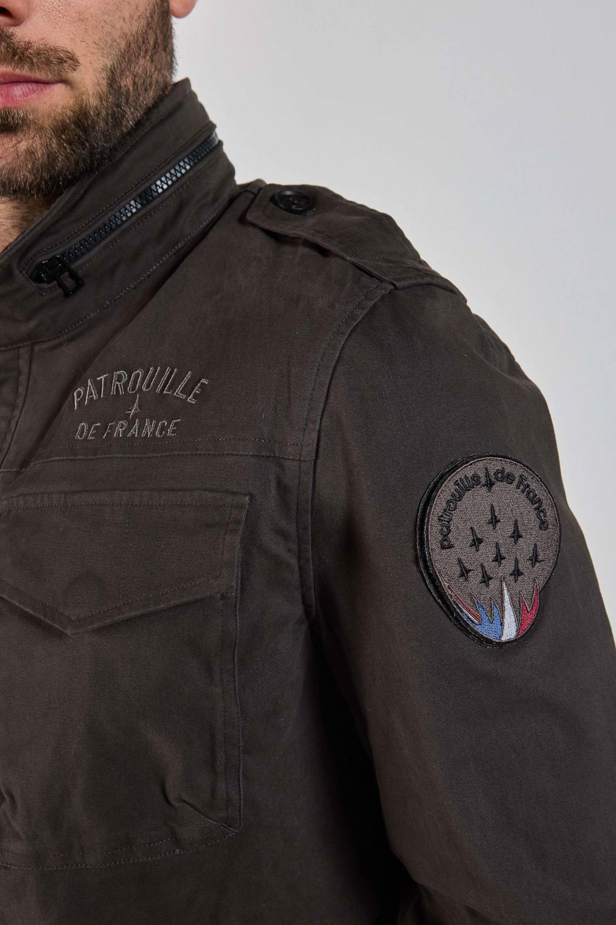 Khaki army-style multi-pocket jacket with stand-up collar - Image n°5