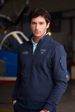 Navy blue Patrouille de France zip-up sweatshirt with high neck - Image n°1
