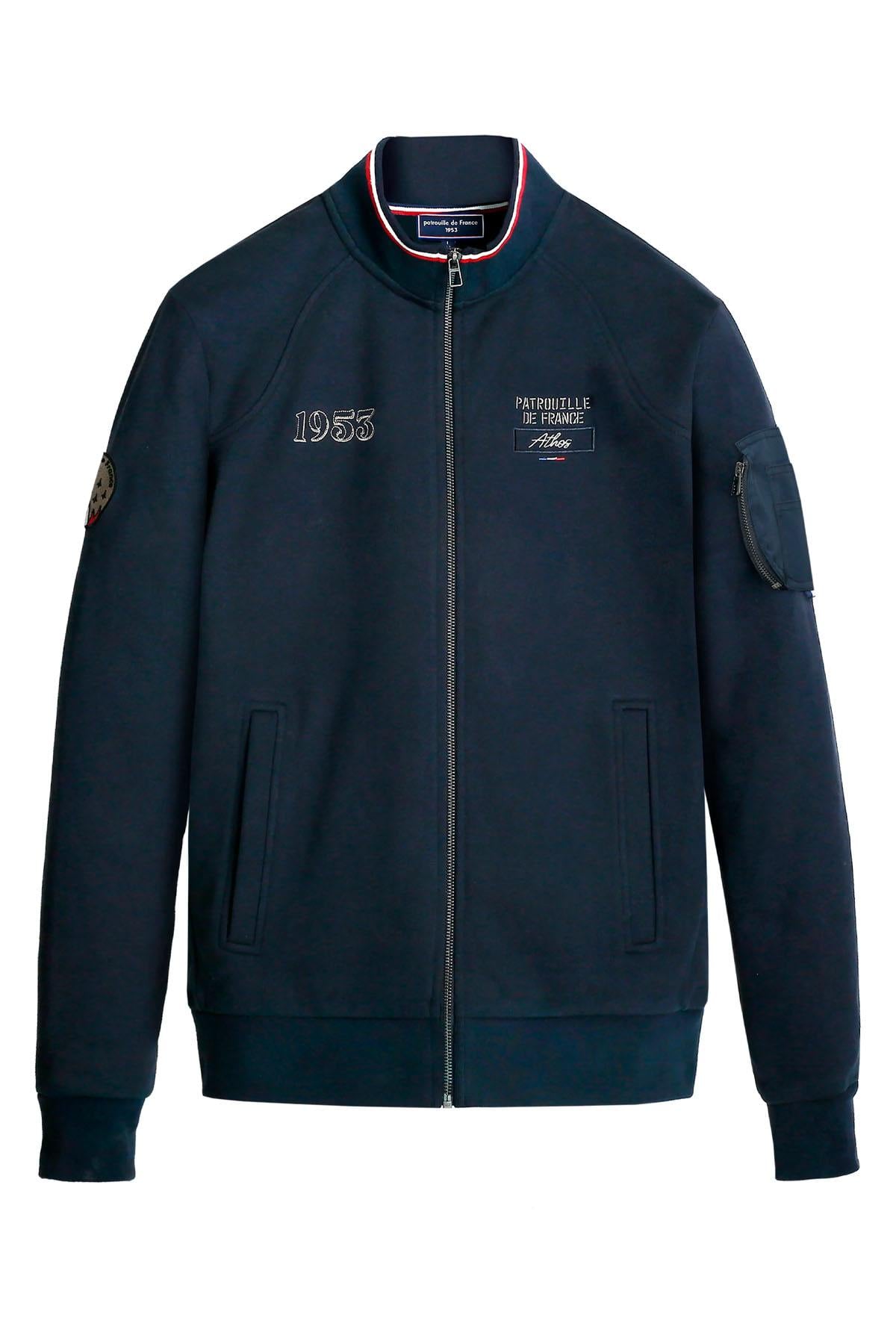 Navy blue Patrouille de France zip-up sweatshirt with high neck - Image n°3