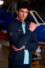 Navy blue Patrouille de France zip-up sweatshirt with high neck - Image n°2