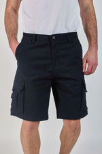 navy blue cotton Bermuda shorts - Image n°1