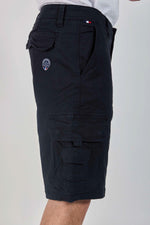 navy blue cotton Bermuda shorts - Image n°3