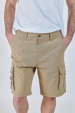 Sand-colored cotton Bermuda shorts - Image n°1