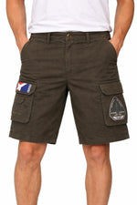 Khaki cotton patched Bermuda shorts - Image n°1