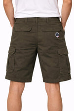 Khaki cotton patched Bermuda shorts - Image n°2