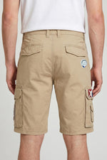Sand-colored patched cotton Bermuda shorts - Image n°2