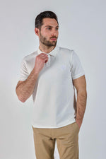 White polo shirt with tone-on-tone logo - Image n°1