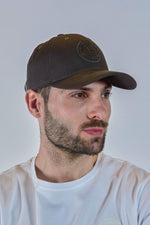 Army green embroidered cotton cap - Image n°1
