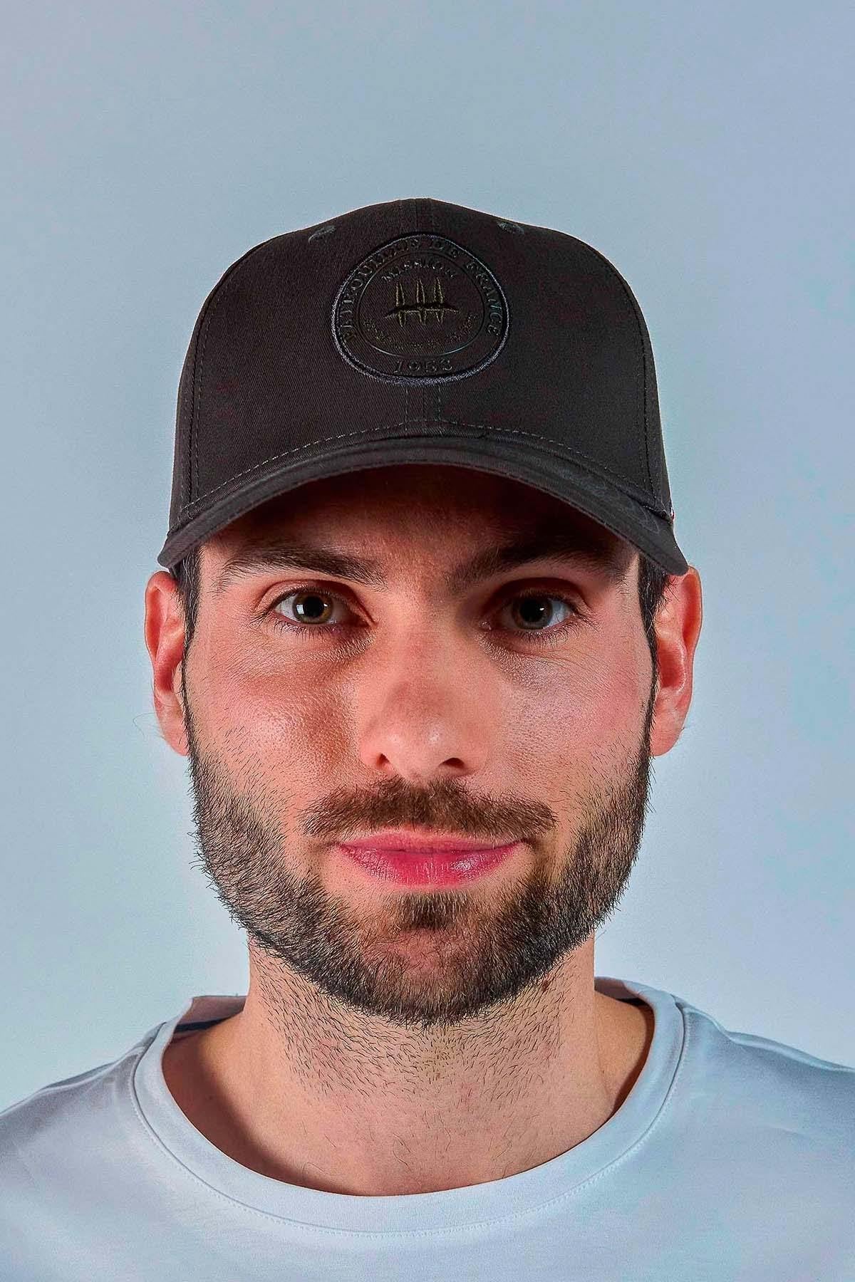Army green embroidered cotton cap - Image n°3