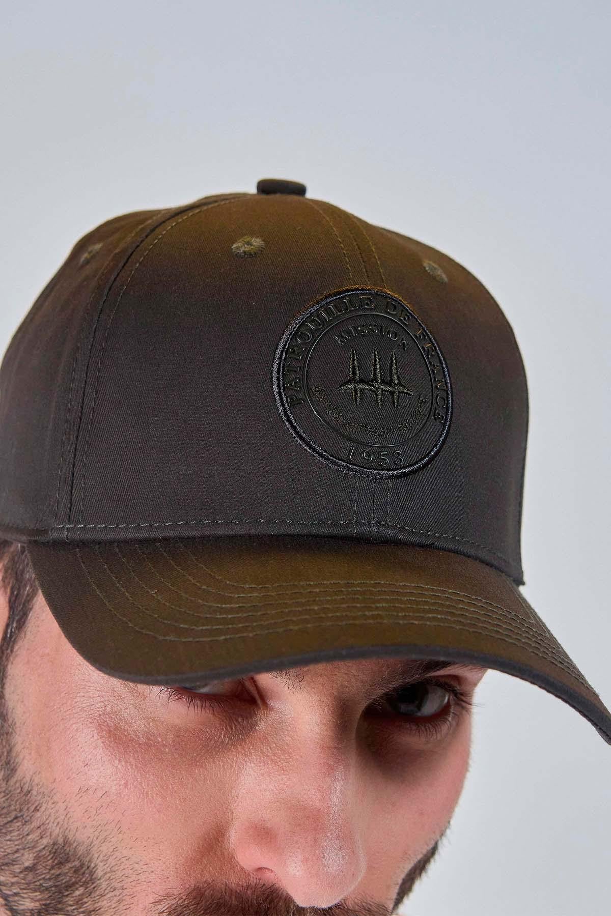 Army green embroidered cotton cap - Image n°2