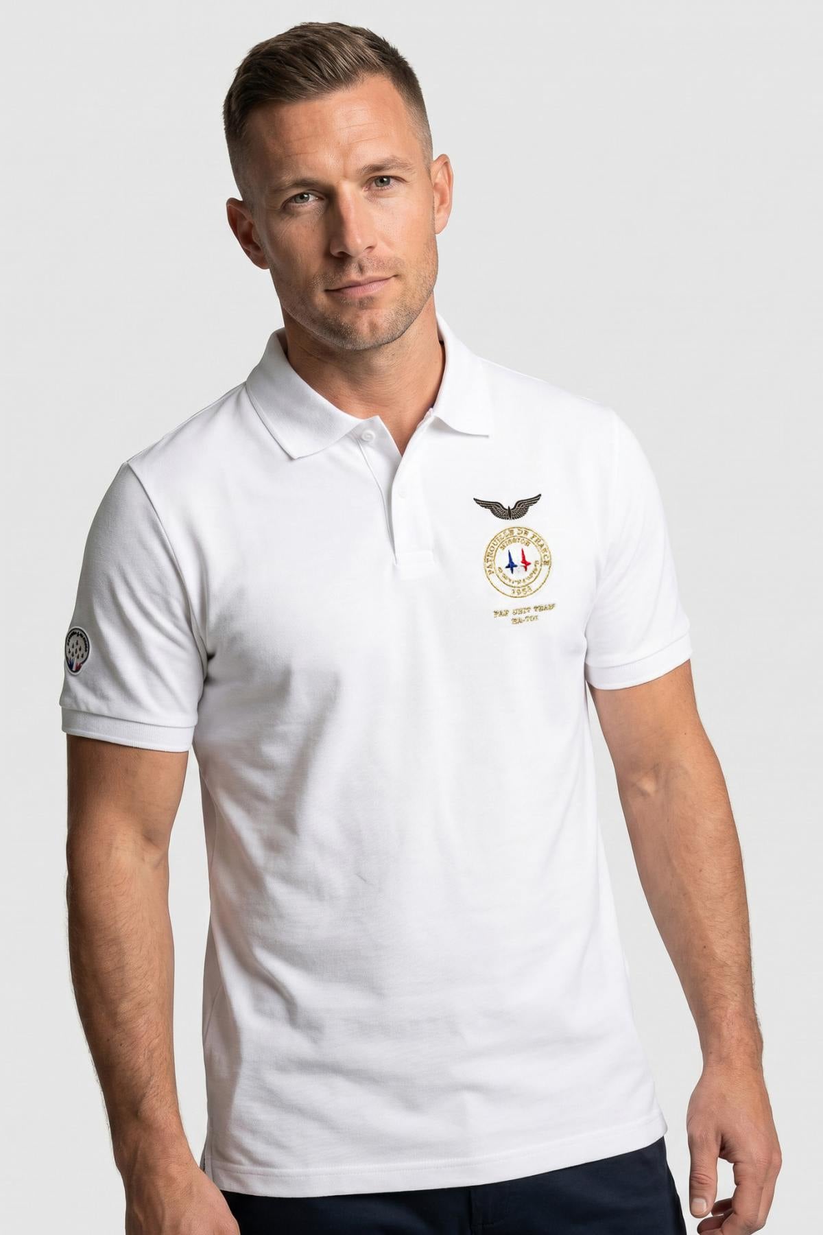 Men's white PAF polo shirt - Image n°1