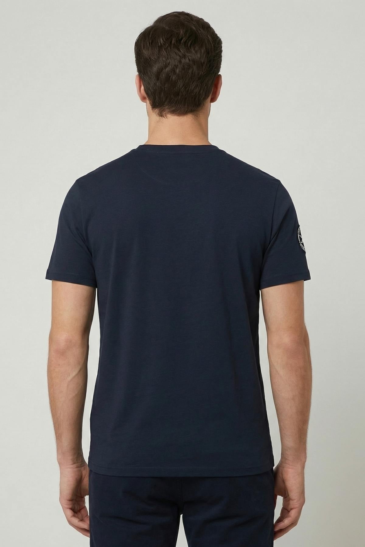 Navy blue cotton pilot T-shirt - Image n°2