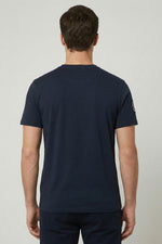 Navy blue cotton pilot T-shirt - Image n°2