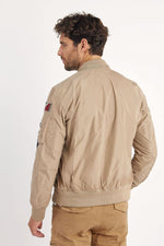 Sand-colored textile jacket with patches - Image n°2
