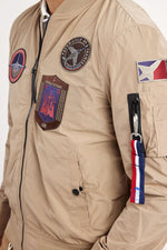 Sand-colored textile jacket with patches - Image n°3