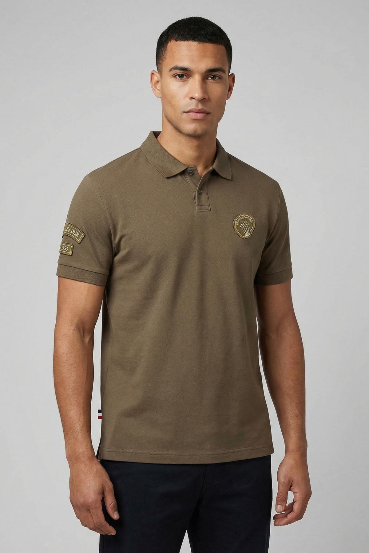Men's khaki PAF polo shirt - Image n°1