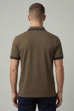 Men's khaki polo shirt with logo - Image n°2