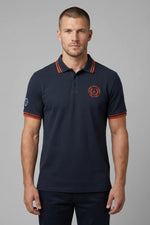 Men's navy blue polo shirt with logo - Image n°1