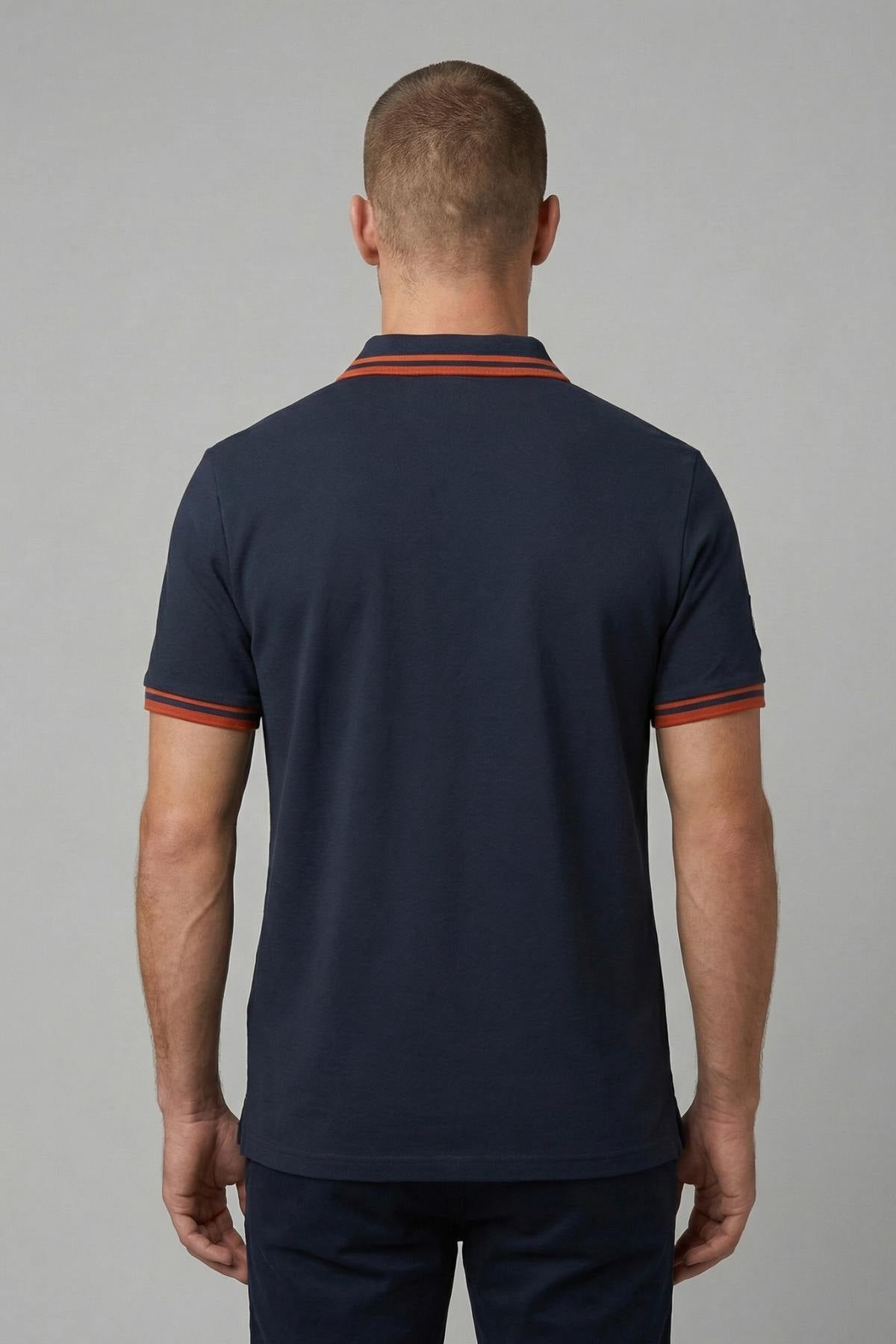 Men's navy blue polo shirt with logo - Image n°2