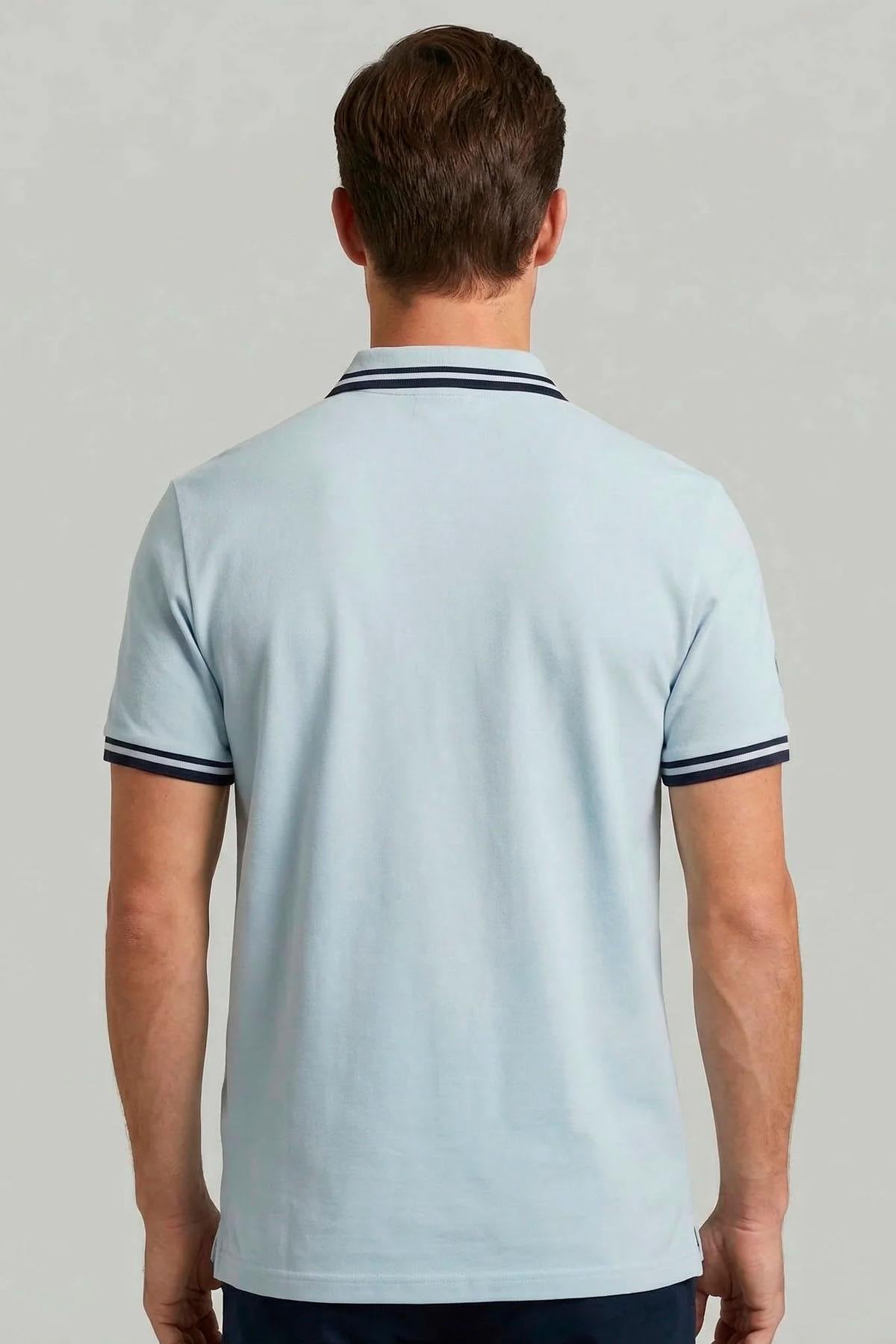 Men's light blue polo shirt with logo - Image n°2