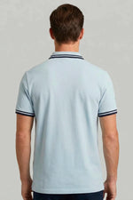 Men's light blue polo shirt with logo - Image n°2
