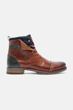 Men's brown and navy blue leather boots - Image n°3