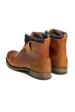 Men's leather boots in cognac and navy blue - Image n°2