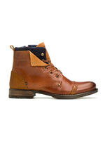 Men's leather boots in cognac and navy blue - Image n°3