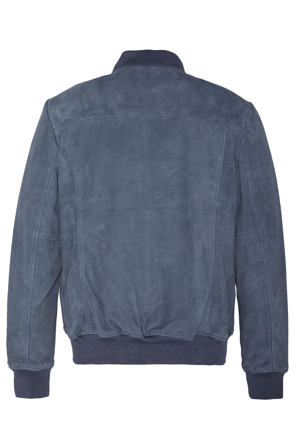 The LC300 INDIGO by Schott, blue suede goatskin leather and lightweight. - Image n°2