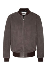 The LC300 TAUPE by Schott, brown suede goatskin leather and lightweight. - Image n°1