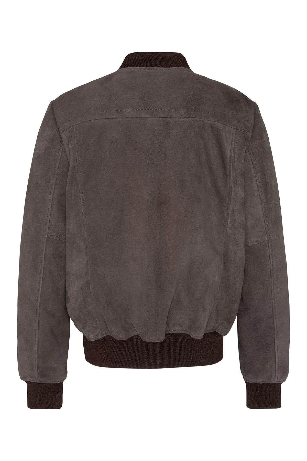 The LC300 TAUPE by Schott, brown suede goatskin leather and lightweight. - Image n°2