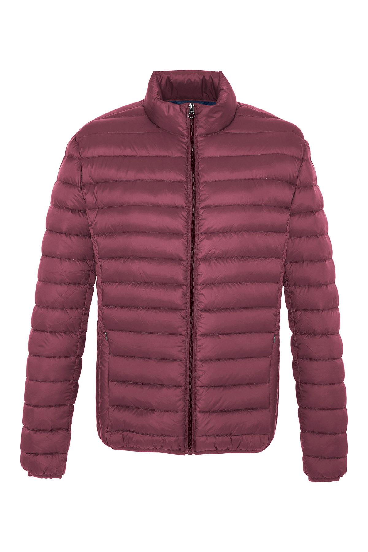Burgundy quilted down jacket - Image n°1