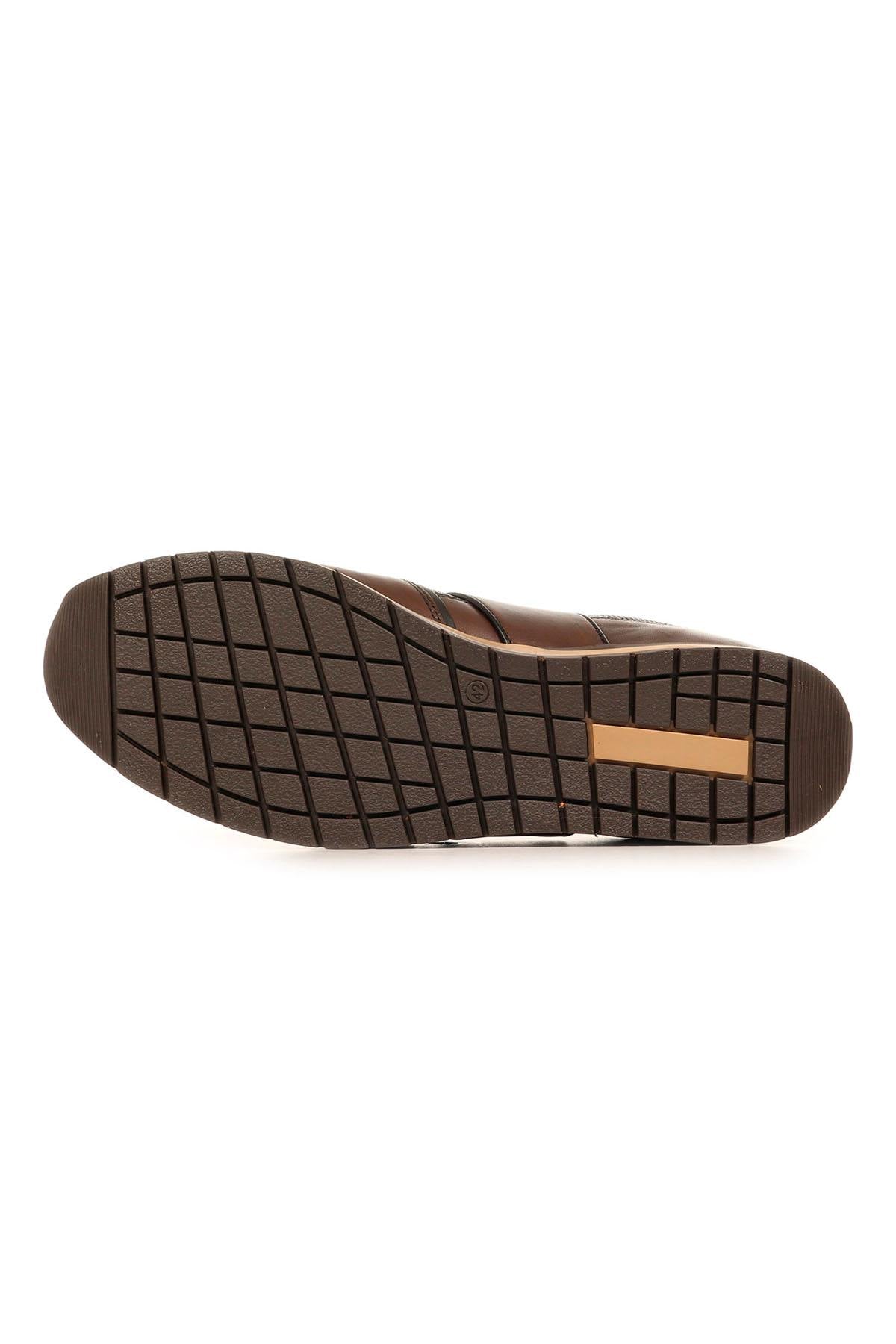 Chestnut leather low-top sneakers - Image n°6