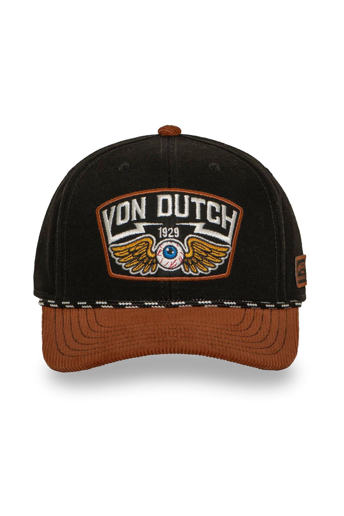 Black and orange cap with embroidered badge - Image n°2