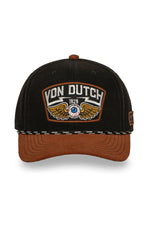Black and orange cap with embroidered badge - Image n°2