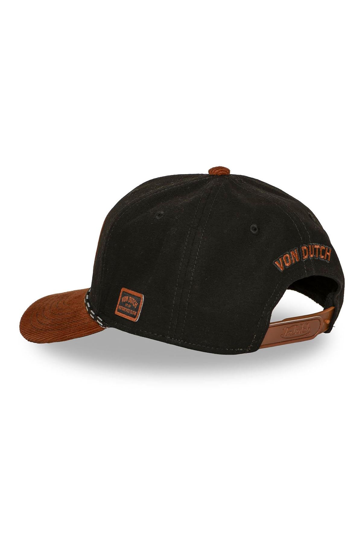 Black and orange cap with embroidered badge - Image n°3
