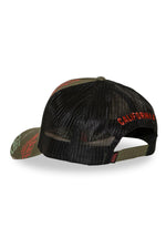 Black, red, and khaki printed mesh cap with distressed logo - Image n°3