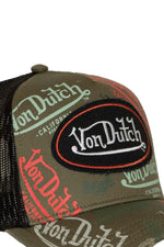 Black, red, and khaki printed mesh cap with distressed logo - Image n°4
