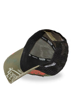 Black, red, and khaki printed mesh cap with distressed logo - Image n°6