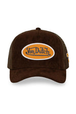 Brown velvet-effect cap with logo badge - Image n°2