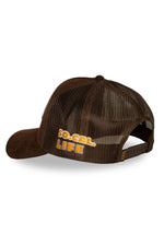 Brown velvet-effect cap with logo badge - Image n°3
