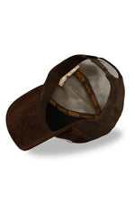 Brown velvet-effect cap with logo badge - Image n°5