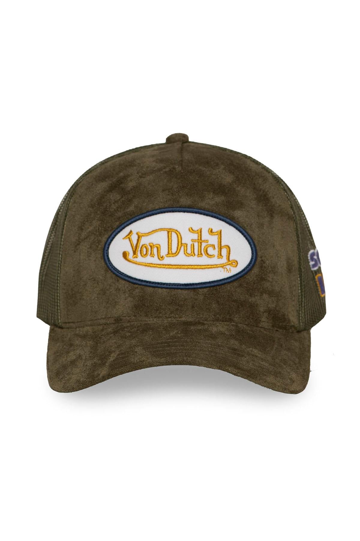 Khaki velvet-effect cap with logo badge - Image n°2