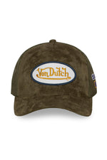 Khaki velvet-effect cap with logo badge - Image n°2